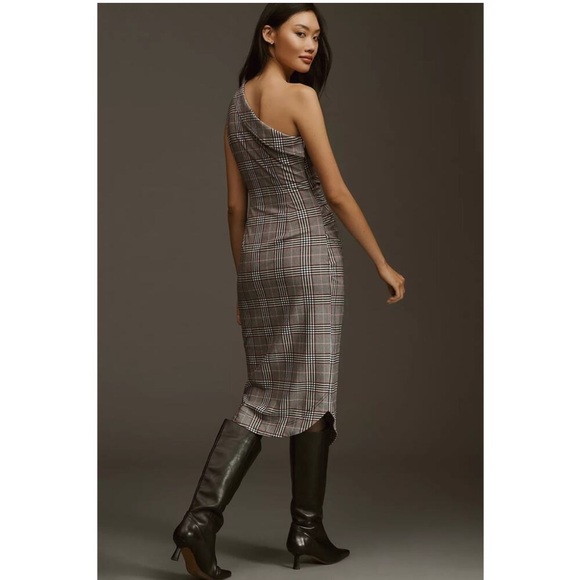 ANTHROPOLOGIE Mauve One-Shoulder Asymmetrical Midi Dress - Picture 2 of 7